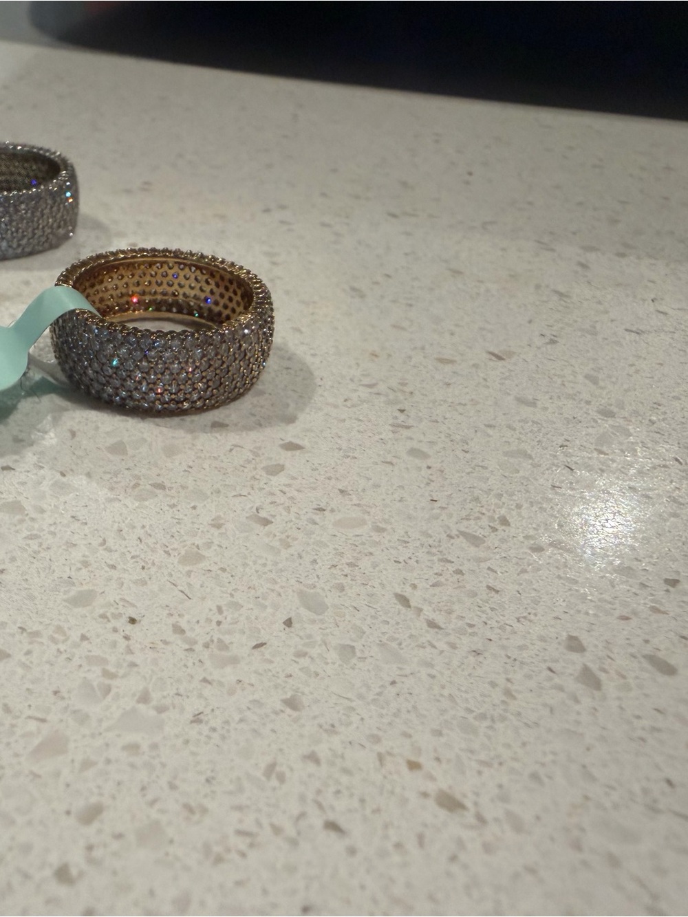 Pavé Crystal Wide Band Ring in Gold Tone